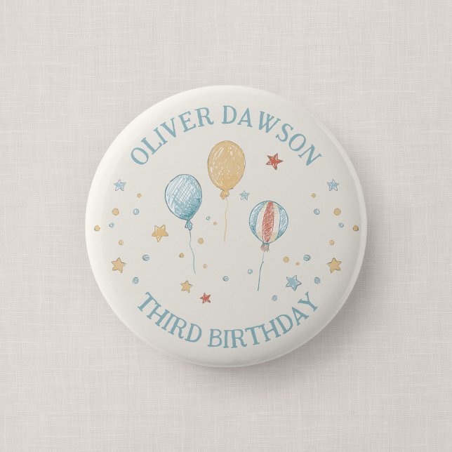 Luftballontraum Kindergeburtstags-Gast-Pin-Abzeich Button (Balloon Daydream - Birthday Party Favor Button)