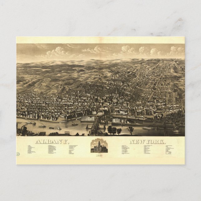 Luftbild Albany, New York (1879) Postkarte (Vorderseite)