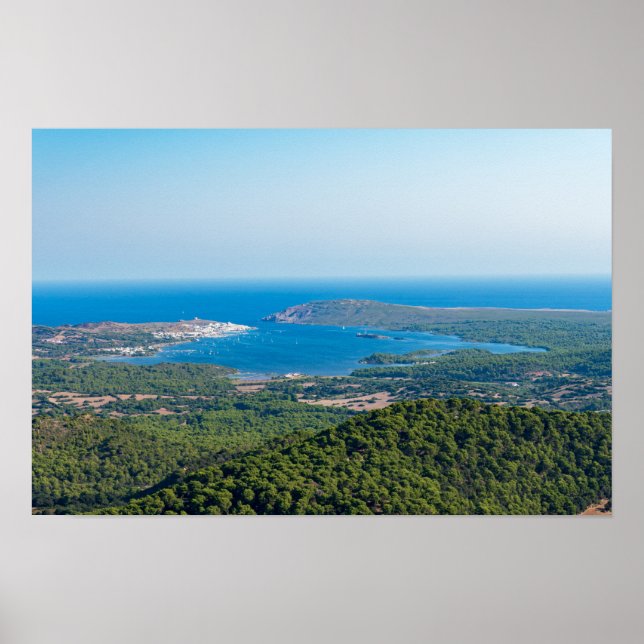 Luftbild auf Menorca vom Gipfel des Monte Toro Poster (Vorne)