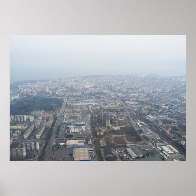 Luftbild Burgas City, Bulgarien Poster (Vorne)