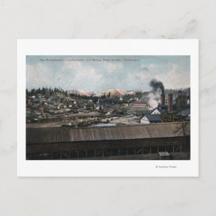 Luftbild der Bergbaumaschine und der Stadt Postkarte