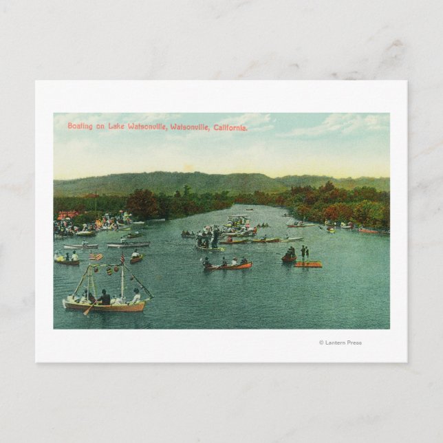 Luftbild der Boote auf dem Watsonville-See Postkarte (Vorderseite)