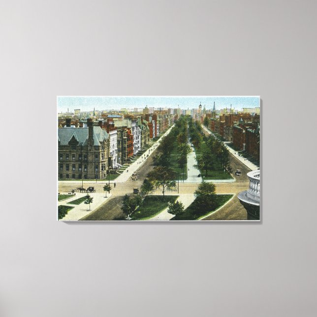 Luftbild der Commonwealth Avenue Leinwanddruck (Vorderseite)