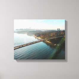 Luftbild der Insel mit Brücke Leinwanddruck