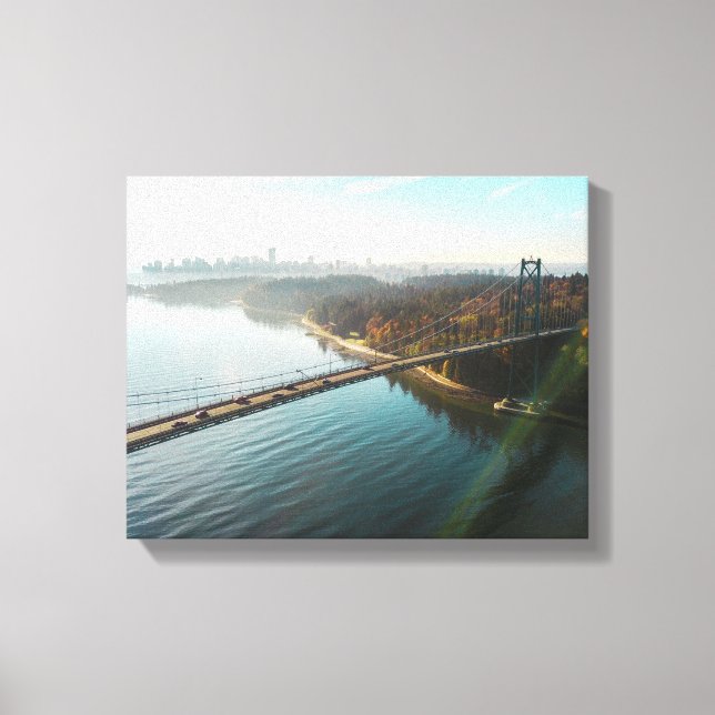 Luftbild der Insel mit Brücke Leinwanddruck (Vorderseite)