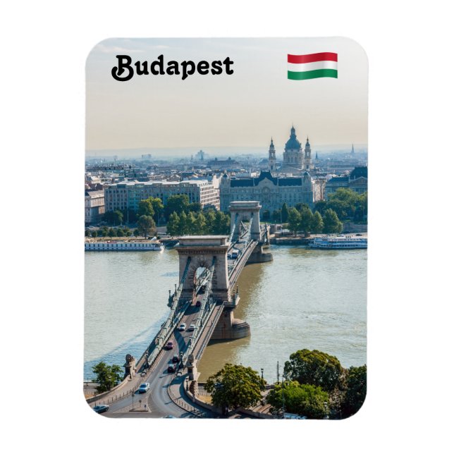 Luftbild der Kettenbrücke - Budapest Magnet (Vertikal)