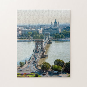 Luftbild der Kettenbrücke - Budapest, Ungarn Puzzle