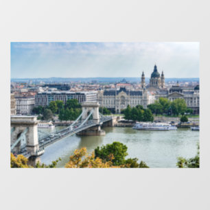 Luftbild der Kettenbrücke in Budapest, Ungarn Fensteraufkleber