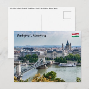 Luftbild der Kettenbrücke in Budapest, Ungarn Postkarte
