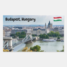 Luftbild der Kettenbrücke in Budapest, Ungarn Rechteckiger Aufkleber