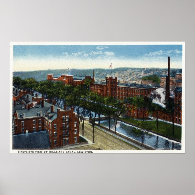 Luftbild der Mühle und des Kanals Poster (Vorne)