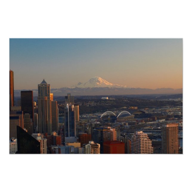 Luftbild der Skyline der Stadt Seattle 2 Poster (Vorderseite)