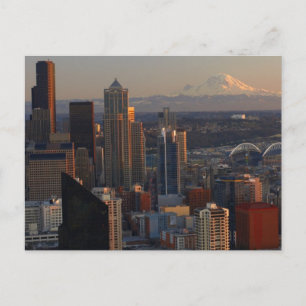 Luftbild der Skyline der Stadt Seattle 2 Postkarte