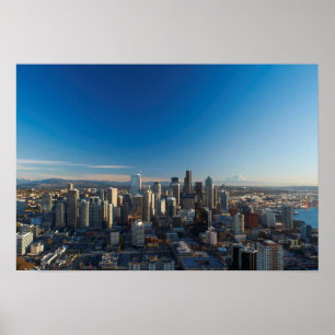Luftbild der Skyline von Seattle Poster