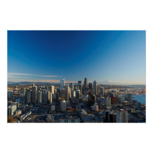 Luftbild der Skyline von Seattle Poster
