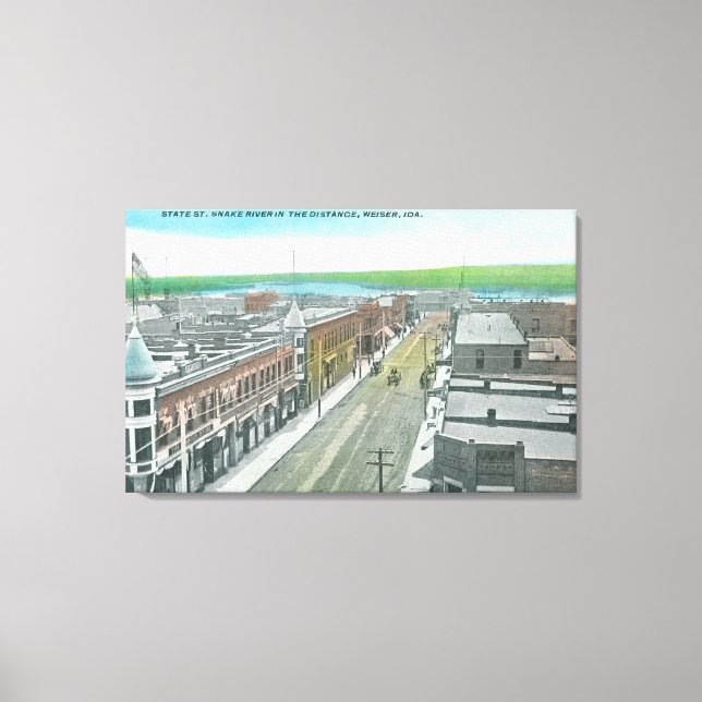 Luftbild der Staat Street und des Snake River Leinwanddruck (Vorderseite)