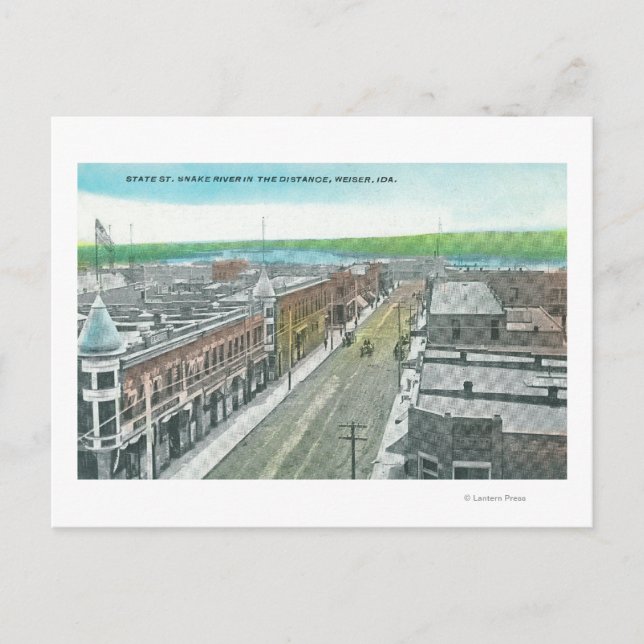 Luftbild der Staat Street und des Snake River Postkarte (Vorderseite)
