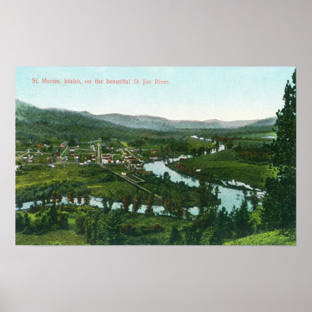 Luftbild der Stadt am St. Joe River Poster (Vorne)