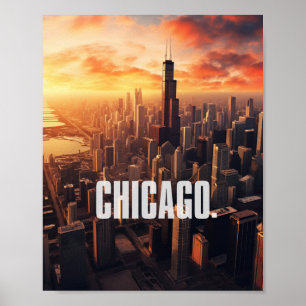 Luftbild der Stadt Chicago Illinois USA Poster