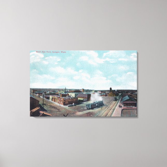 Luftbild der Stadt Sprague, WA Leinwanddruck (Vorderseite)