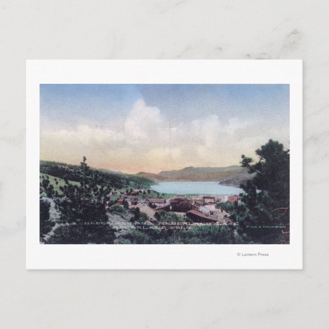 Luftbild der Stadt und des Nederlandsees Postkarte (Vorderseite)