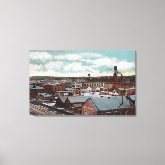 Luftbild der Stadt, ZugspurenNampa, ID Leinwanddruck (Vorderseite)