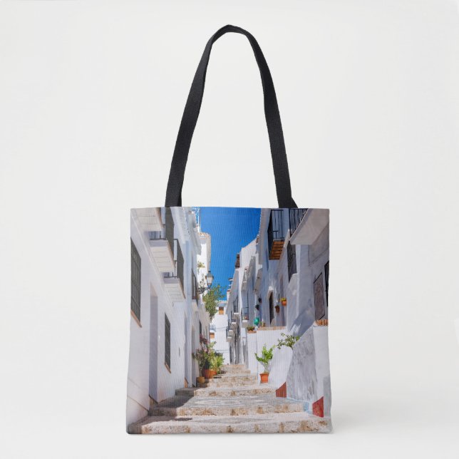 Luftbild der weißen Stadt Frigiliana bei sonnigen  (Vorderseite)