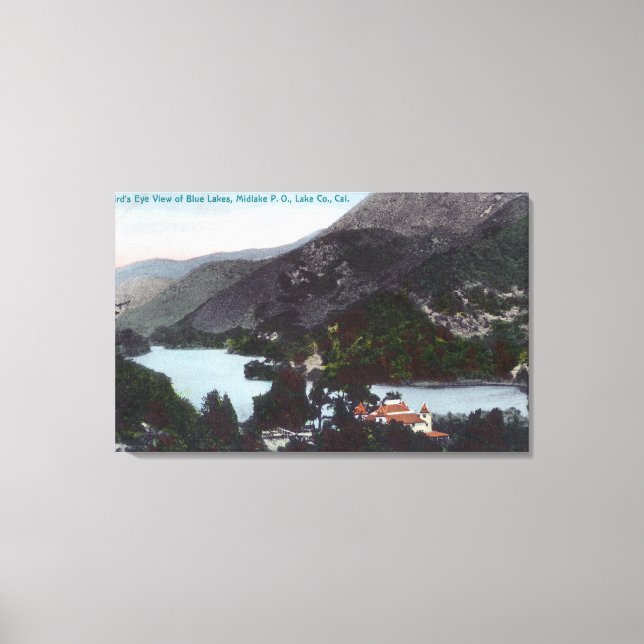 Luftbild des Blauen SeesMidlake, CA Leinwanddruck (Vorderseite)