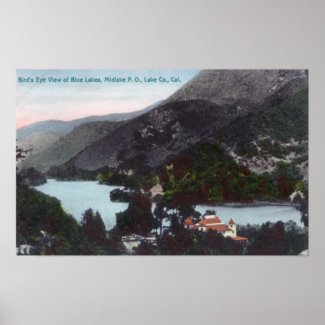 Luftbild des Blauen SeesMidlake, CA Poster (Vorne)