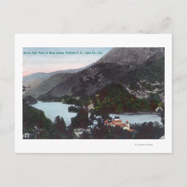 Luftbild des Blauen SeesMidlake, CA Postkarte (Vorderseite)