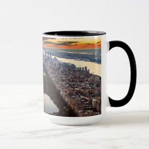 Luftbild des Central Park bei Sonnenuntergang Tasse