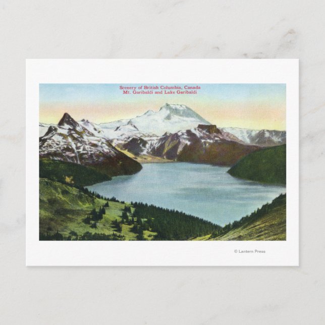 Luftbild des Garibaldi-Sees und des Garibald-Berge Postkarte (Vorderseite)