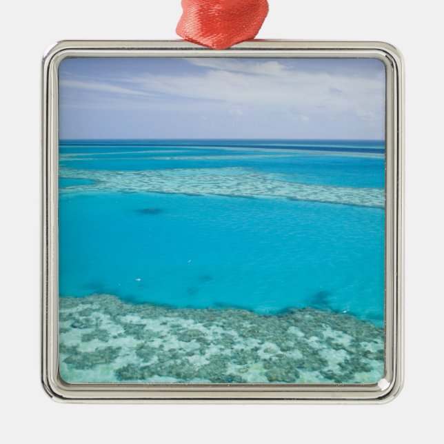 Luftbild des Great Barrier Reef von Silbernes Ornament (Vorne)
