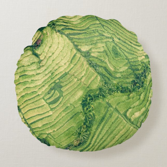Luftbild des Grünfeldes Rundes Kissen (Vorderseite)
