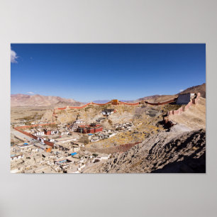 Luftbild des Gyantse & Palcho Klosters - Tibet Poster