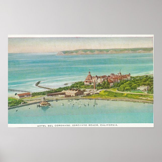 Luftbild des Hotels del Coronado Poster (Vorne)