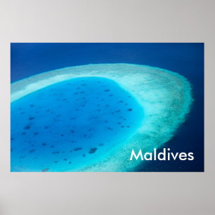 Luftbild des Malediven-Atolls Poster