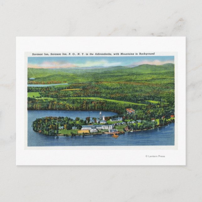 Luftbild des Saranac Inn Postkarte (Vorderseite)