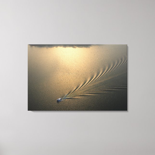 Luftbild des Schiffes im Gatun Panama-See Leinwanddruck (Vorderseite)