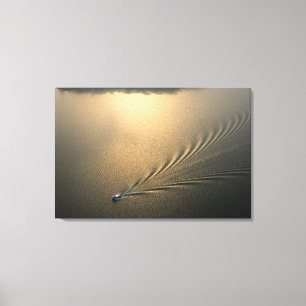 Luftbild des Schiffes im Gatun Panama-See Leinwanddruck