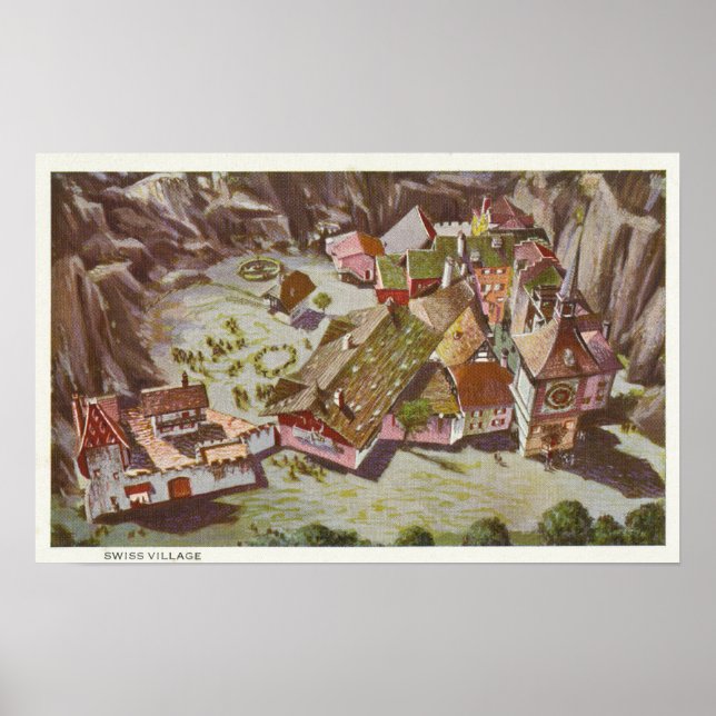 Luftbild des Schweizer Dorfes Poster (Vorne)