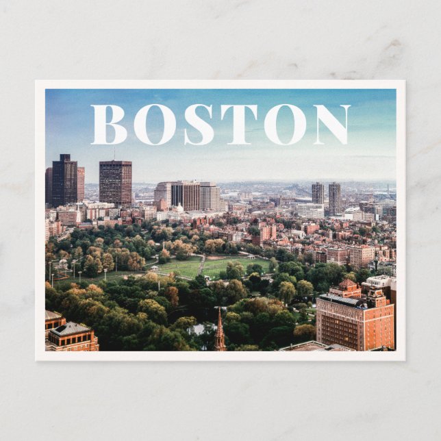 Luftbild des Stadtzentrums von Boston Common  Postkarte (Vorderseite)