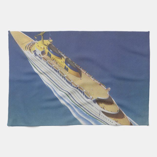 Luftbild eines Vintagen Kreuzfahrtschiffs im Ozean Handtuch (Horizontal)