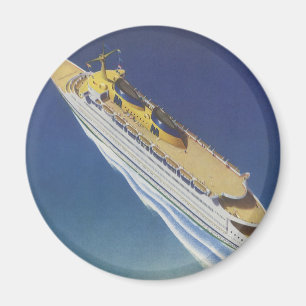 Luftbild eines Vintagen Kreuzfahrtschiffs im Ozean Magnet