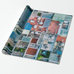 LUFTBILD-FOTOGRAFIE VON HÄUSERN GESCHENKPAPIER