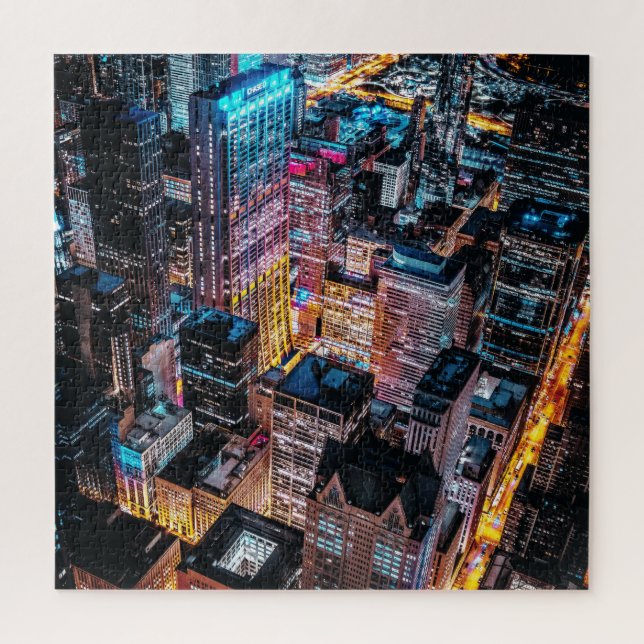 Luftbild in der Nacht Puzzle (Vertikal)