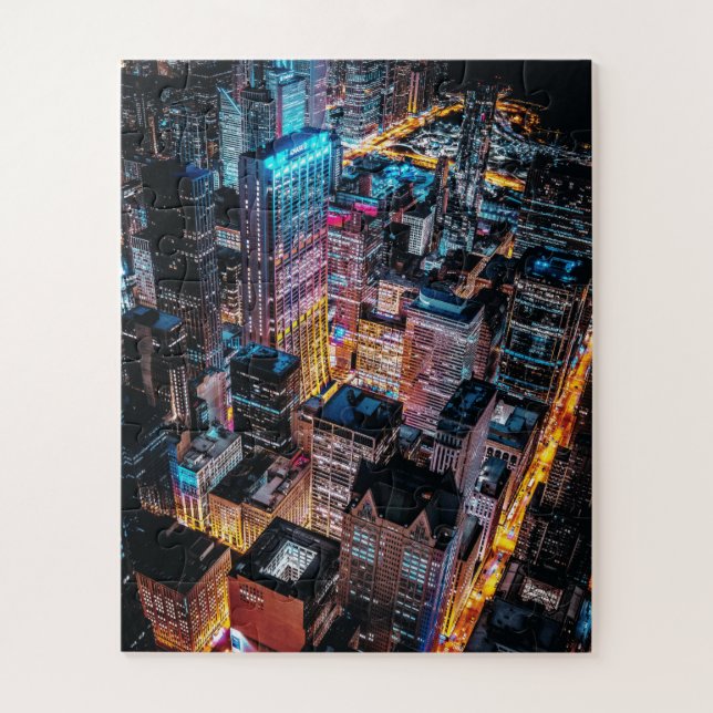 Luftbild in der Nacht Puzzle (Vertikal)