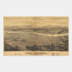 Luftbild Portland, Oregon (1879) Rechteckiger Aufkleber