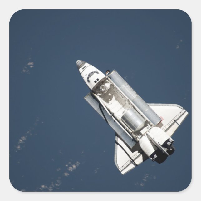 Luftbild Raumfähre Entdeckung 2 Quadratischer Aufkleber (Vorderseite)