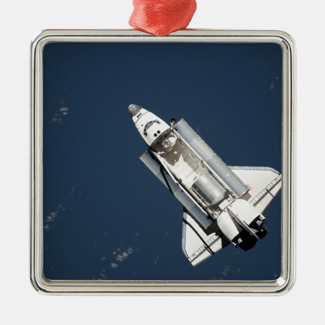 Luftbild Raumfähre Entdeckung 2 Silbernes Ornament (Vorne)